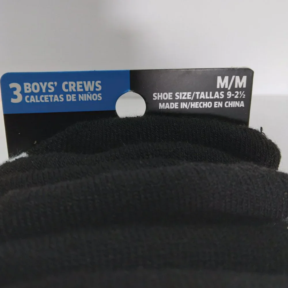 New Russell Performance Boys Crew Socks 3 Pair Size M 9-2.5 Active Dri-Power‎